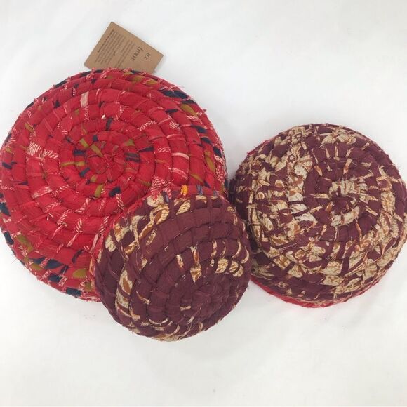 SERRY Set of 3 Chandi Colorful Recycled Sari Sustainable Woven Basket Set NEW - Picture 10 of 16